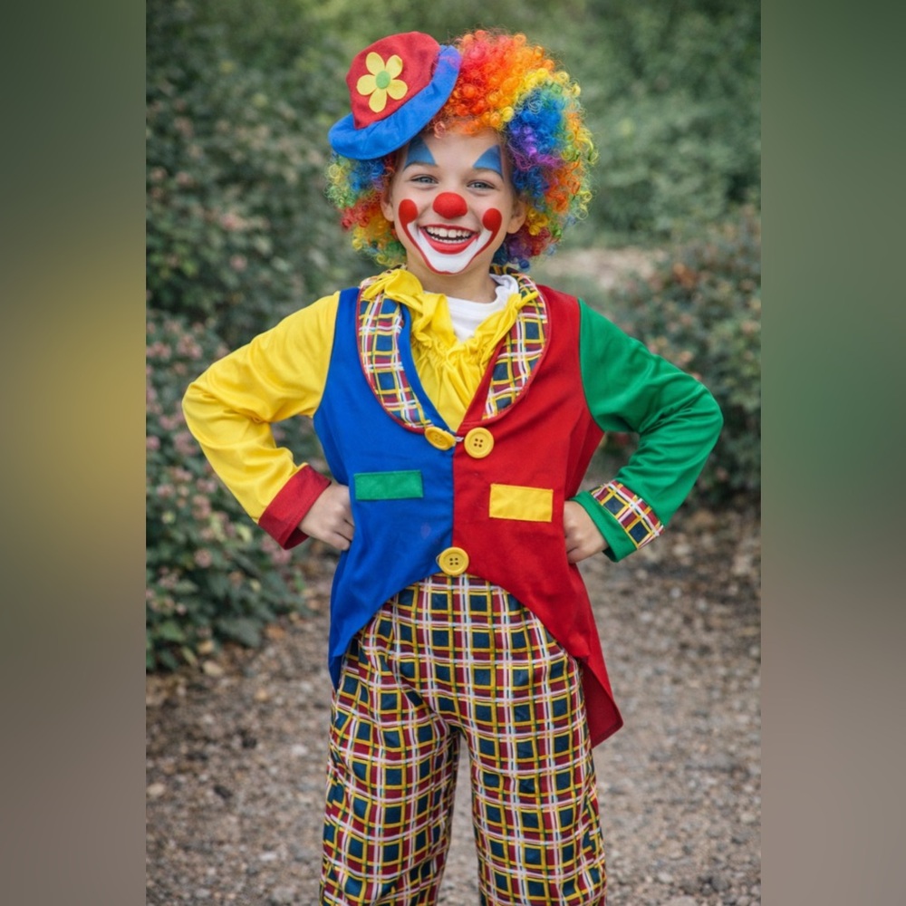 Clown costume kids size L fits like a 10. Forum by Rubies Red and Blue Costume